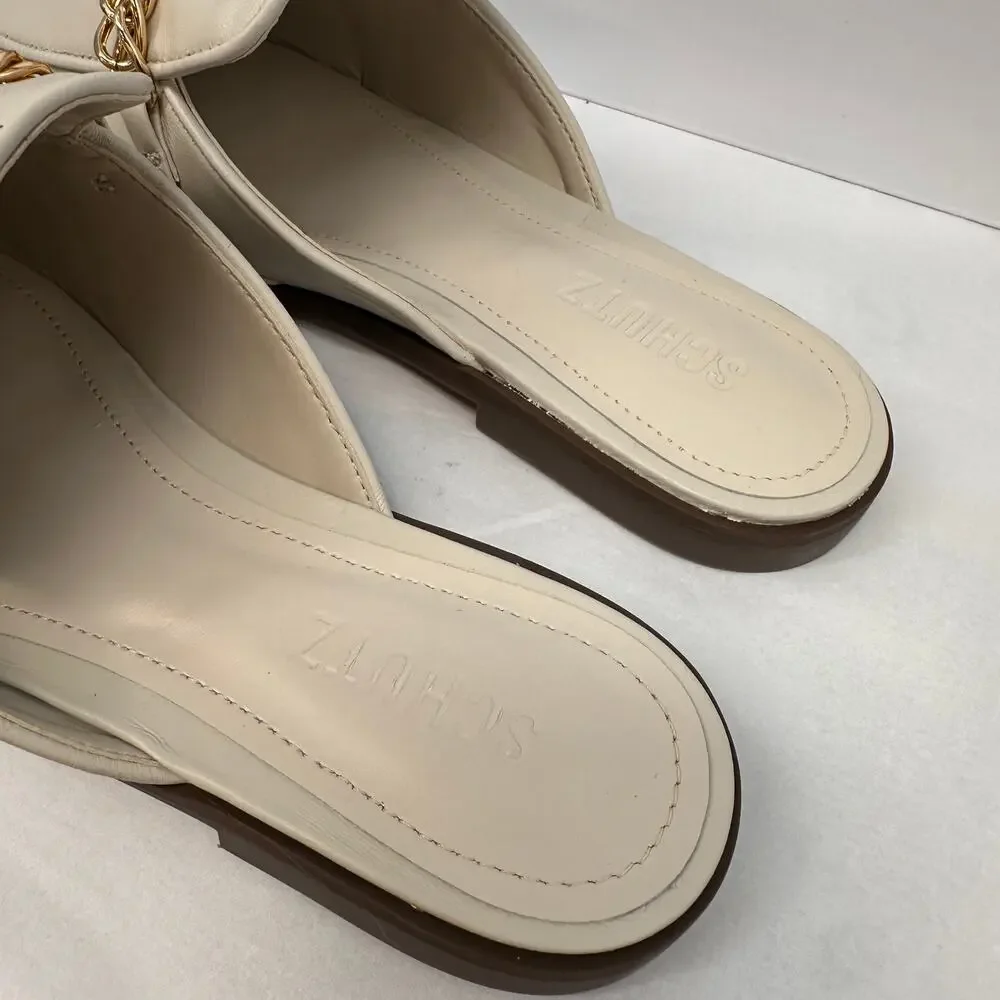SCHUTZ New in Box Evereve Desmond Loafer in Ivory Pear with Gold Chain // 6
